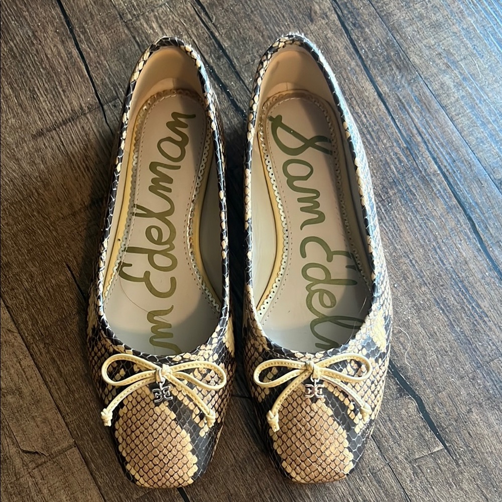Sam Edelman Genuine Leather Flora Python-Embossed Ballet Flats